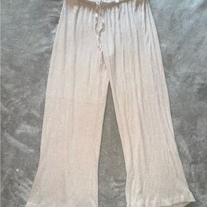 Cream Wide-Leg Flare Pants